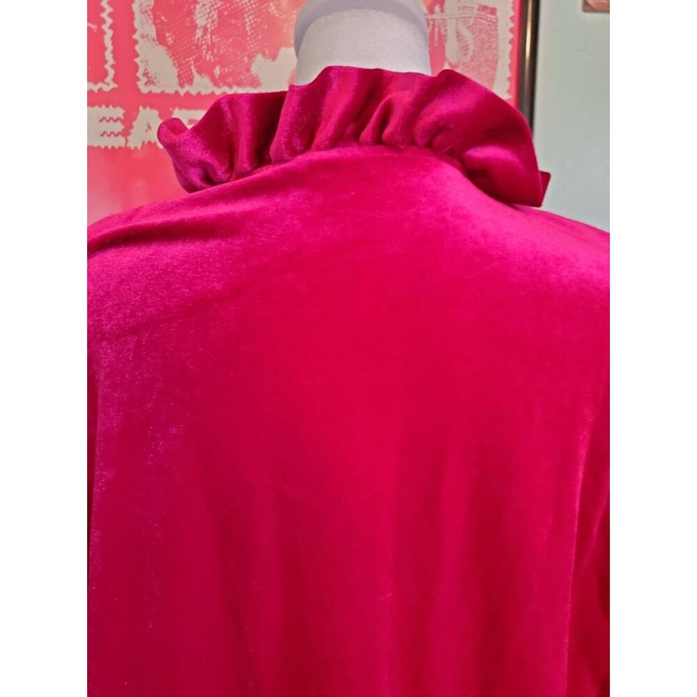 Vintage 80s Magenta Pink Long Sleeve NIght Gown House Robe Dress Size XL - Picture 4 of 8